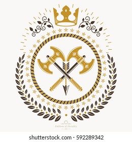 Vintage emblem, vector heraldic design.