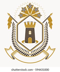 Vintage emblem, vector heraldic design.