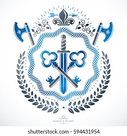 Vintage emblem, vector heraldic design.