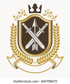 Vintage emblem, vector heraldic design.