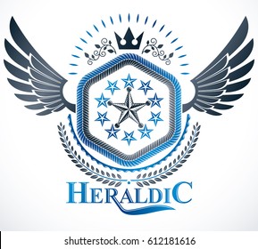 Vintage emblem, vector heraldic design.