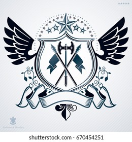 Emblema vintage, diseño heráldico vectorial.