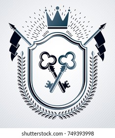 Vintage emblem, vector heraldic design.