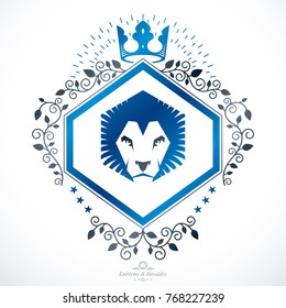Vintage emblem, vector heraldic design.
