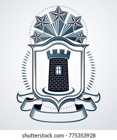 Vintage emblem, vector heraldic design.