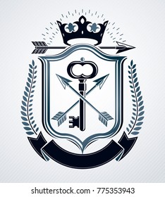 Vintage emblem, vector heraldic design.