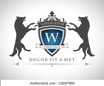 Vintage emblem with wolfs , with a place for Your text