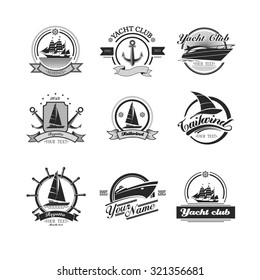 Vintage emblems yachts and sailboats