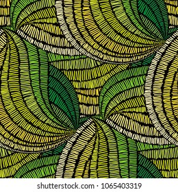Vintage embroidery waves fabric texture. Geometrical simple background. Ethnic and tribal motifs, colored lines