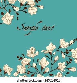 Vintage emerald card with a magnolia