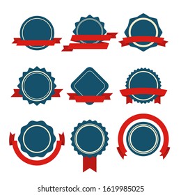 Vintage empty badges set. Round emblems for design. Classic template. Vector design elements