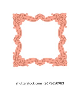 Vintage empty frame in victorians style. Decorative retro border for painting, photos, mirrors. Hand drawn vector illustration isolated on white background, flat cartoon style