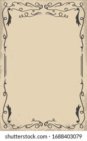 Vintage empty frame in wild west style. Vector design element for poster, card, banner, flyer.