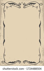 Vintage empty frame in wild west style. Vector design element for poster, card, banner, flyer.