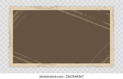 Vintage Empty Paper With Aged Frame On Transparent Background. Old Paper, Antique Papyrus. Grunge Texture Blank Page. Retro Rustic Brown Parchment Sheet. Isolated Vector Illustration.