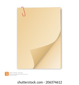Vintage Empty paper with clip vector format