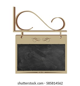 Vintage empty street sign, for chalk drawing place. Vector illustration on white background