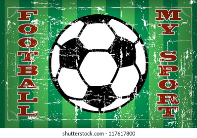Vintage enamel football / Soccer sign, grungy vector illustration