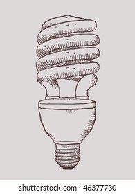 Vintage energy saving lamp - vector