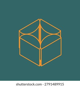 A vintage engineering concept featuring a cylinders architecture symbol sign in a structured Art Deco style. This vector illustration showcases a balanced industrial facade layout with clean stepped pillars, geometric column silhouettes, and sharp linear symmetry. Inspired by the bold civil construction and monumental production aesthetics of the roaring 20s and 1930s Gatsby era, the artwork combines a rich teal background with precise metallic golden details. Suitable for real estate corporate branding, technical agency logo assets, or classic corporate insignia.