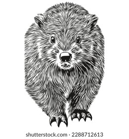 Vintage engrave isolated beaver illustration cut ink sketch beavers
