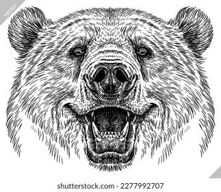 Vintage engrave isolated black bear set illustration ink sketch. American grizzly background asian animal silhouette vector art