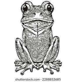 Vintage engrave isolated frog illustration cut ink sketch toad

