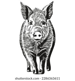 Vintage engrave isolated Pig illustration cut ink sketch hog
