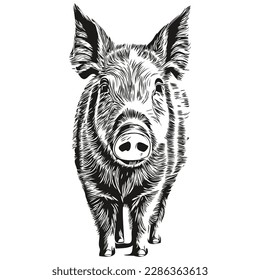 Vintage engrave isolated Pig illustration cut ink sketch hog
