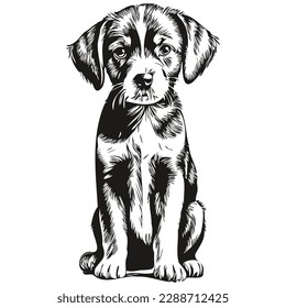 Vintage engrave ilustración de cachorro aislado cortar cachorros de sketch de tinta
