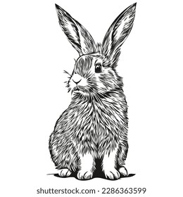 Vintage engrave isolated Rabbit illustration cut ink sketch hare
