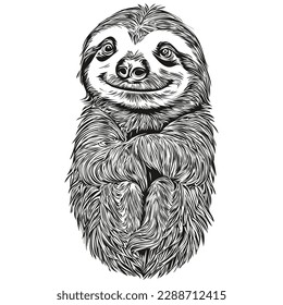 Vintage engrave isolated Sloth illustration cut ink sketch Sloths
