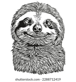 Vintage engrave isolated Sloth illustration cut ink sketch Sloths
