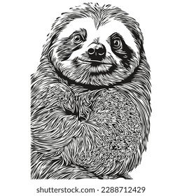 Vintage engrave isolated Sloth illustration cut ink sketch Sloths
