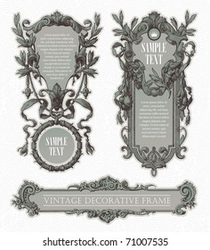 Vintage engraved decorative ornate vector frames in Victorian style - there is a place for text or message