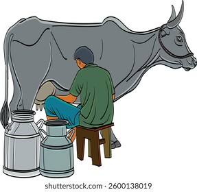 Vintage engraved drawing of a dairy cattle cow standing on the ground vector illustration isolated on a white background