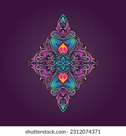 Vintage engraved floral ornaments ace of diamond illustrations vector illustrations for your work logo, merchandise t-shirt, stickers and label designs, poster, greeting cards 
