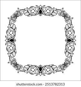 vintage engraved ornament frame with a flowery design