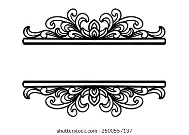 Vintage engraving Baroque Victorian border frame ornamental. Arabesque filigree monogram floral engraved scroll divider ornament vector illustration