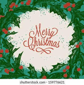 Vintage engraving christmas art. Greeting card \ poster \ banner. Vector illustration.