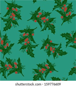 Vintage engraving christmas art. Seamless pattern. Vector illustration.