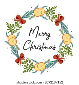 Vintage engraving Christmas wreath illustration. Hand drawn.
