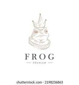 Vintage engraving frog vector illustration logo