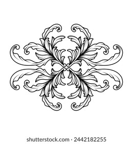 Vintage engraving ornament decoration element. Baroque symmetry ornamental, victorian border frame vector illustration on white background