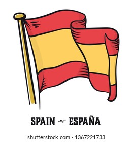 Vintage engraving style Spain flag vector illustration