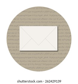 Vintage envelope icon on the text background