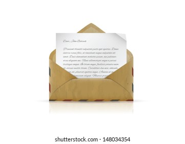 Vintage envelope with paper and text vector