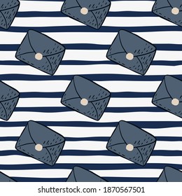 Vintage Umschlag nahtloses Muster mit Papiermails. Navy blaue Buchstaben auf rosafarbenem Hintergrund. Ideal für Stoffdesign, Stoffdruck, Umhüllung, Abdeckung. Vektorgrafik.