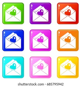 Vintage envelopes and heart in simple style isolated on white background vector illustration