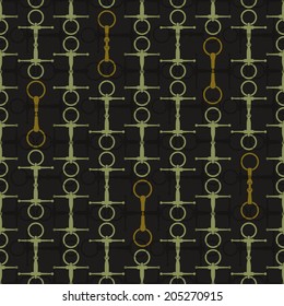 Vintage equine background with bits. Perfect equine seamless texture made in vector. Horseriding design. Horse supplies.